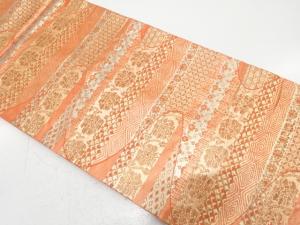 横段に花唐草・古典柄織り出し　名古屋帯